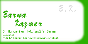 barna kazmer business card